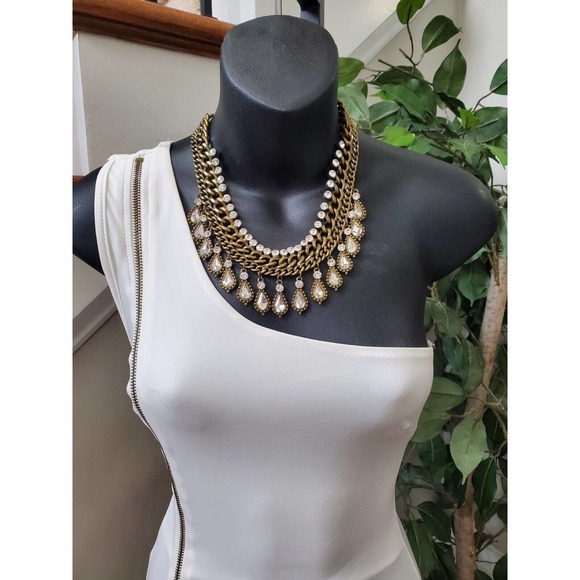 Cameo Women's Solid White Polyester One Shoulder Off Long Casual Maxi Dress - Picture 2 of 9